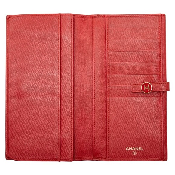 CHANEL Red Leather Wallet
